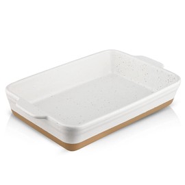 HVH Large Casserole Dish, 9x13 Baking Dish for Oven, Ceramic Lasagne Pan Deep, Lasagna Baking Dishes for Casseroles 13 x 9, Ceramic Bakeware, 9x13 Baking Pan for Oven, Farmhouse Style (White)