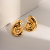 Minimalist Swirl Spiral Chunky Stud Earrings for Women 18K Gold