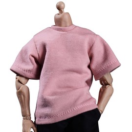 Meetoget⠀ 1/12 Scale Male Figure Doll Clothes Daily Sports T-Shirt Action Figure Relax Pink PU002US