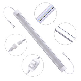 LABOREDUCER Under Cabinet Lighting Plug in Cold White 6000K,6 Pack 11inch LED Under Cabinet Lights Wired Hardwired Linkable Dimmable with Power Adapter,24V Under Counter Lights for Kitchen Shelf