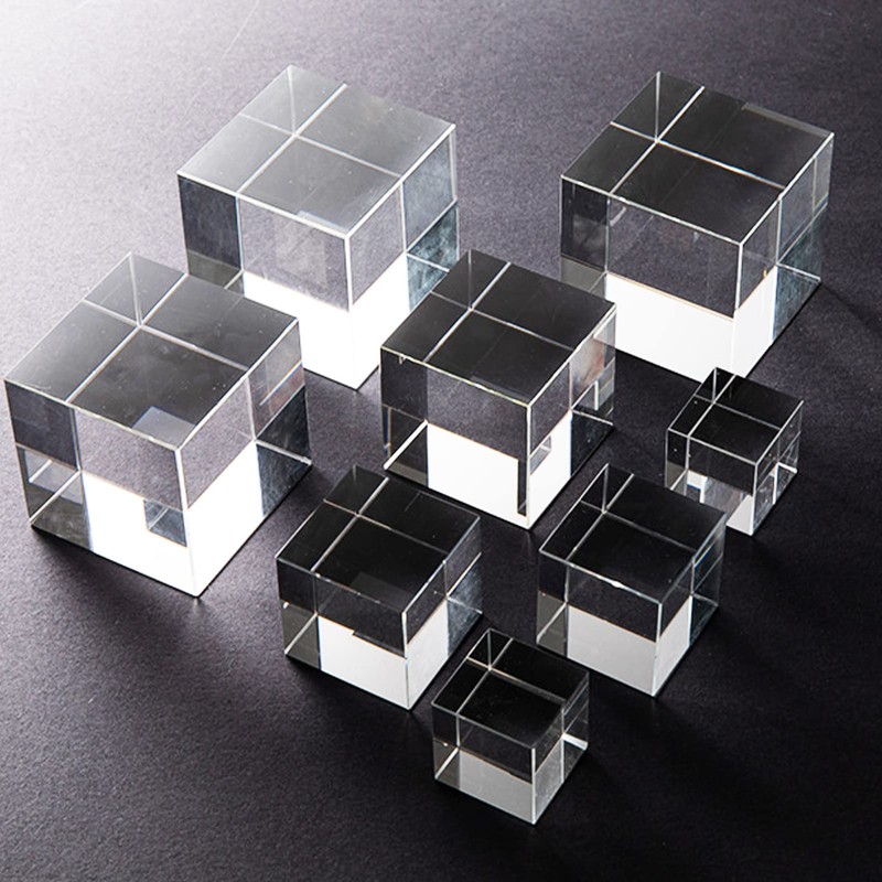 Multicoloured Cube Prism Glasses, Transparent Cube Optical Glass Cube Prism,