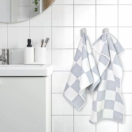 Jacquotha 4-Piece Hand Towels Soft & Quick-Drying, 13"x29" Checkered Bathroom Towels for Gym, Guest, Travel, Swim, Neutral & Comfort, Light Dusty Blue