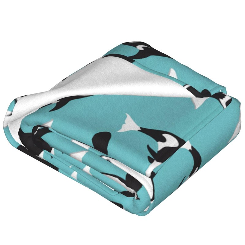 Chioee MT0992XA Flannel Blanket Throw Orca Pattern, Cute Animal, Stylish