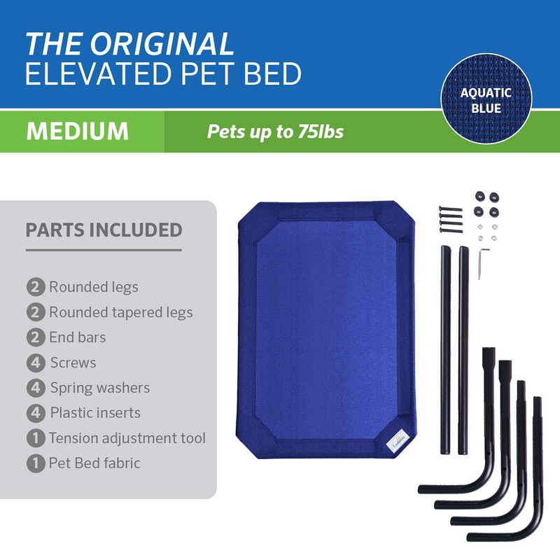 Coolaroo The Original Cooling Elevated Pet Bed, Medium, Aquatic Blue