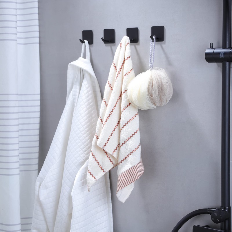 YIGII Adhesive Towel Hooks - 4 Pack Towel Hooks for
