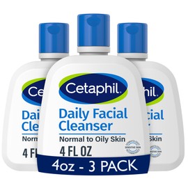 Idel Cetaphil Face Wash, Daily Facial Cleanser for Sensitive, Combination to Oily Skin, 4 Oz 3 Pack, Gentle Foaming, Soap Free, Hypoallergenic