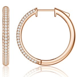MILACOLATO Rose Gold Hoop Earrings for Women and Girls | Hypoallergenic Tragus Cartilage Earrings with AAA Cubic Zirconia | 20mm & 30mm Diameters Huggie Sleeper Earrings