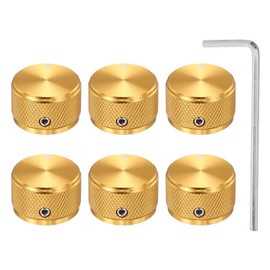MECCANIXITY 6 Pcs Aluminium Potentiometer Knobs, 1/4" (6mm) Universal Volume Tone Control Knobs for Guitar, Bass, Diamond 5/8" Gold