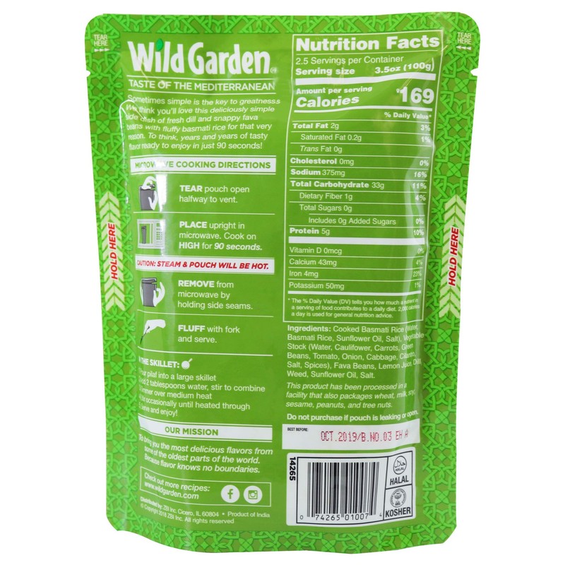 Wild Garden Heat and Serve Pilaf, Dill & Fava, Fully