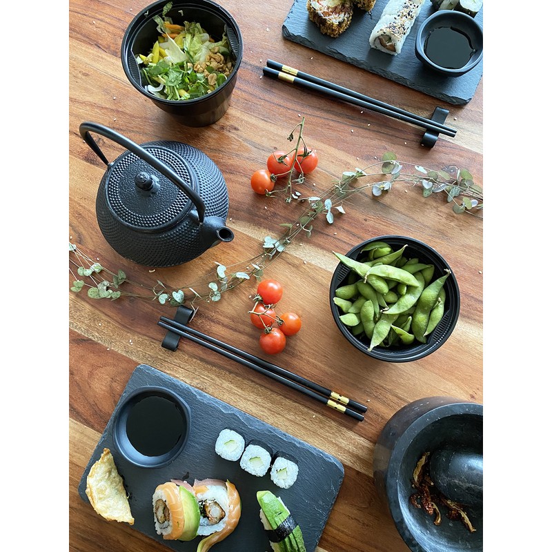 Kitchen Hero 2 Pairs of Wooden Chinese Chopsticks, Black and