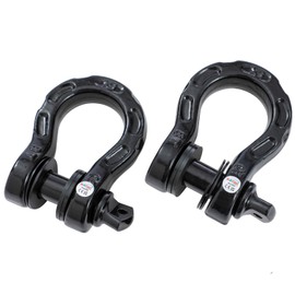 KATSU Tools Tow Shackles 2PK 7/8" Security Pin and Washers, Heavy Duty Galvanized 68,000lbs Break Strength Stronger Than 3/4" D Rings, Use with Tow Strap, Winch Rope for 4x4 Off-Road Recovery, Black