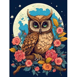 Wergund Diamond Art Painting Owl, Diamond Art Kits for Adults Bird Animal, Full Drill Crystal Rhinestone Embroidery Cross Stitch Arts Craft Canvas Wall Decor Gift 12x16Inch/30x40 cm-35