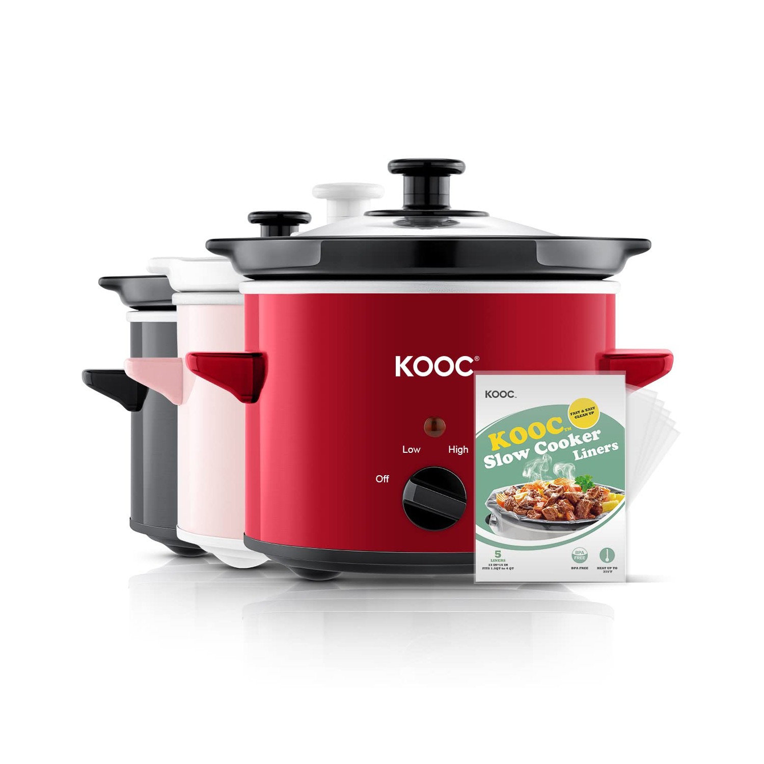 KOOC Small Slow Cooker, 2-Quart, Free Liners Included for Easy Clean-up ...