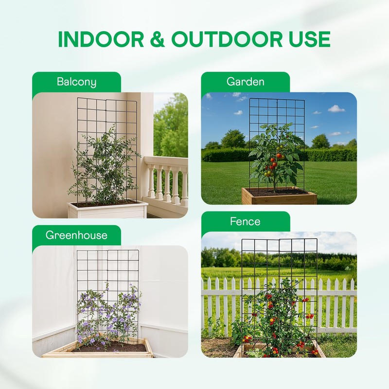 IDZO 2-Panel Folding Trellis, Basic Metal Decoration Trellis for Climbing