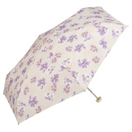 Wpc. 8641-303-002 Rain Umbrella, Mini Beige, Folding Umbrella, 19.7 inches (50 cm), Women's, For Both Rain and Shine, Floral, Pastel Color, Adult, Cute, Feminine, Storage Bag, Pouch Type, Stylish,