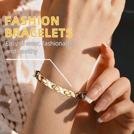 Women's Magnetic Bracelet, Titanium Magnetic Bracelets for Women, Adjustable Length with Sizing Tool Fashion Accessories, Stainless Steel Therapy Jewelry with Gift Box Adjustable Design (gold)