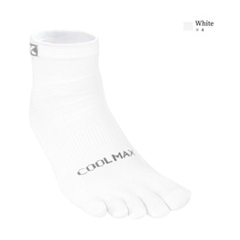 KWUKOTY 4 Pairs Coolmax Core Sports Toe Running Socks for Men and Women, White x4, XL