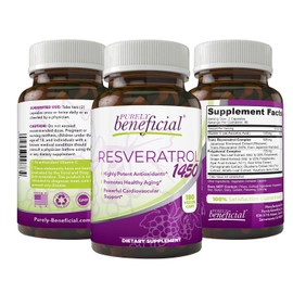 Resveratrol 1450 – Suplemento para 90 días - 0.05 onzas de potentes Antioxidantes y Trans-Resveratrol.