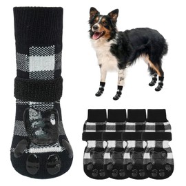 SCENEREAL Double Side Anti-Slip Dog Socks for Hardwood Floors to Stop Licking Paws, Non-Slip Dog Shoes for Hot/Cold Pavement, Slipping, Paw Protectors with Grippers