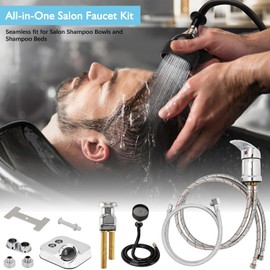 LukLoy All-in-One Salon Shampoo Bowl Faucet Vacuum Breaker Kit, Complete Set Salon Sink Parts for Salon Shampoo Bowl and Bed, 1/4" Nut Beauty Salon hose and sprayer for Barber Shop Spa Center