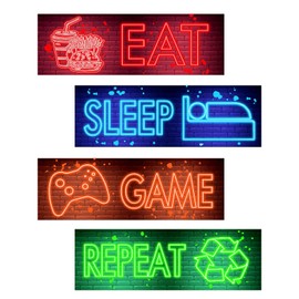 Neon Video Game Wall Sticker Gaming Wall Decal Decor Boy Gamer Wall Stickers Game Wall Decor for Boys Room Video Game Wall Art Gaming Pictures for Wall Playroom Decor