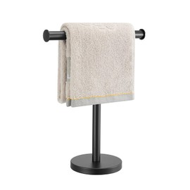 Zitalupy T-Shape Bath Hand Towel Holder Standing, SUS304 Stainless Steel Matte Black T-Shape Towel Bar Rack Stand with Heavy Base, Tower Bar for Bathroom Kitchen & Countertop