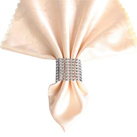 Napkin Rings Set of 10,Bling Rhinestone Napkin Holders for Place Settings,Party Decoration,Wedding Receptions,Banquet Dinner or Holiday Parties,Christmas & Family Gatherings,Any Occasion Gift (Silver-4)