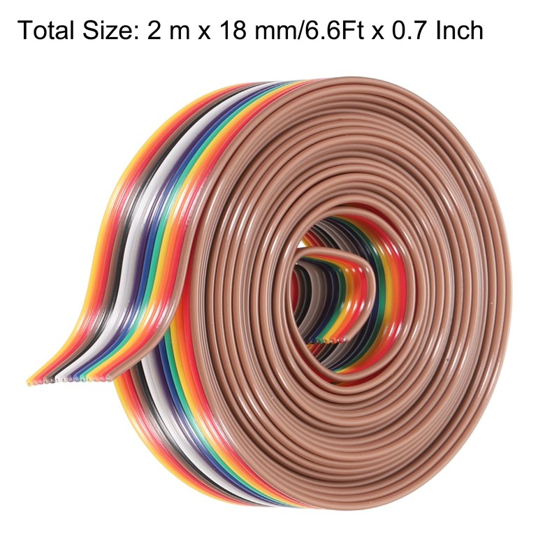 MECCANIXITY 1 Pcs 14 Pin Flat Rainbow Ribbon Cable 6.6