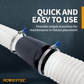 POWERTEC 70181, 2-1/4” Adapter Union & 2-1/2" Hose Splice, Black