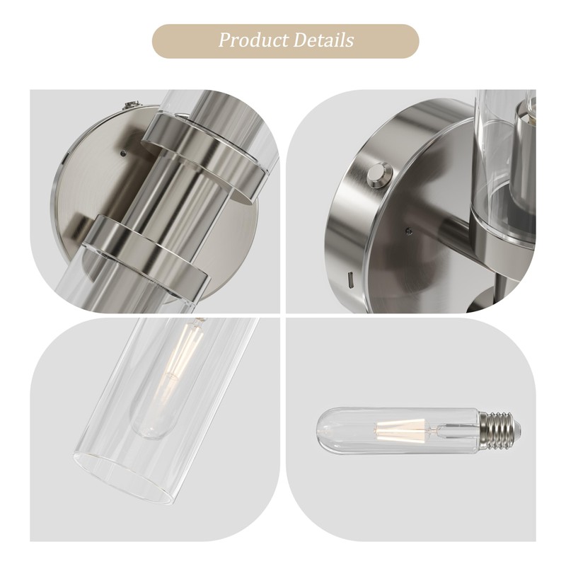Rayogale Rechargeable Battery Wall Sconce Set of Two, 8000mAh Cordless,