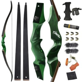 ZSHJGJR 60” Black Hunter Original Recurve Bow for Adults American Hunting Longbow Archery Bow 20-60lbs Right Handed for Archery Hunting Shooting Practice (Green, 60lbs)