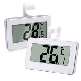 2 x Fridge Thermometer Digital Refrigerator Thermometer, Digital Waterproof Fridge Freezer Thermometer With Easy to Read LCD Display White