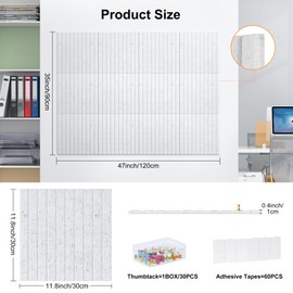 PAG-Mass Felt Bulletin Board 48" x 36" Large Cork Board for Wall Push Pin Board for Office 12 Pack DIY Photo Picture Decorative Panels Squares Wall Tiles for Home, Light Grey