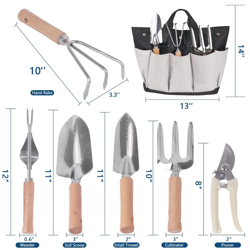 Garden Tool Set, Stainless Steel Gardening Kit, with Large Capacity