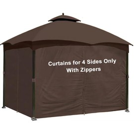 SCOCANOPY Brown 10' x 12' Gazebo Privacy Curtain Set Fit for Lowe's Allen Roth 10X12 Gazebo Model #GF-12S004B-1 / GF-12S004BTO/ TPGAZ17-002/TPGAZ2303