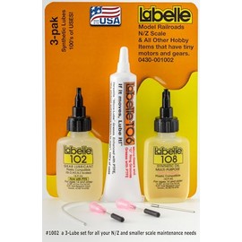 Labelle 3-pak for All N & Z Brands of Scale Model Trains, Slot Cars Under 1/87 Scale,Small RC Vehicles, All Toys and Other Items with a Motor Shorter Than 1 inch Long. Labelle 1002