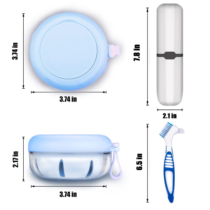 Denture Case with Brush & Portable Toothbrush Box, 100% No-Leak