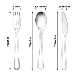 24 Silver Disposable Plastic Cutlery Hollow Handle Spoons Forks Knives Set Party Events Reception Tableware Decorations