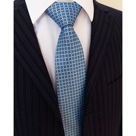 Towergem 63" Extra Long Necktie Mens Woven Jacquard Fashion XL Tie, Escocés azul, X-Large