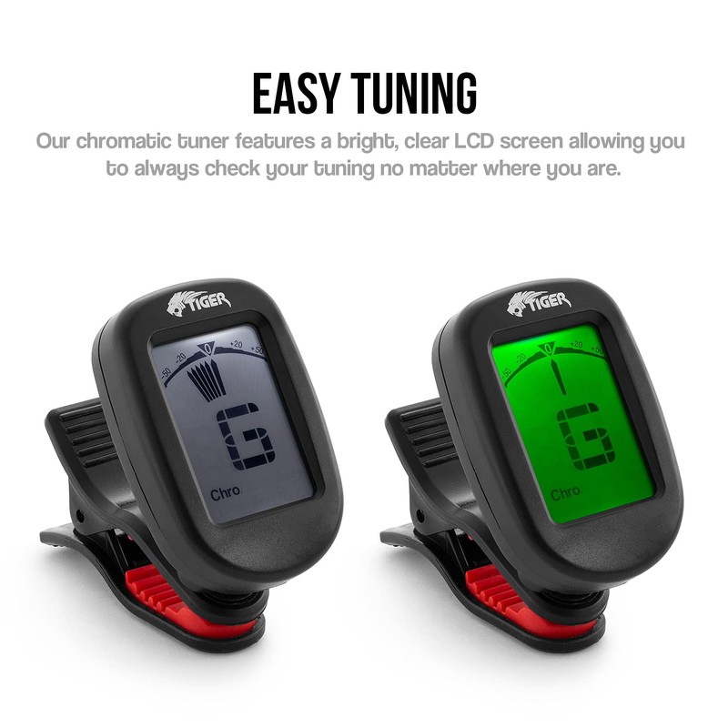 TIGER CT-99 Chromatic Clip-On Tuner for Electric, Acoustic, Bass Guitar,