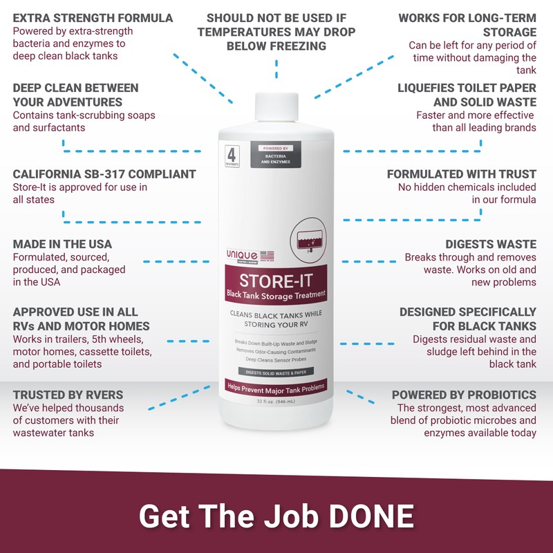 Unique Store-It RV Tank Cleaner Liquid, Cleans RV Black Tanks