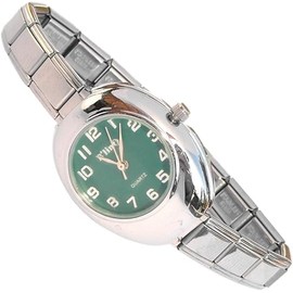 NewCharms Green Round Face on Oval Italian Charm Watch