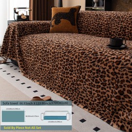 West Ivory 4-Seater Ultra-Thick Winter Soft Plush Couch Cover – Washable Furniture Protector for Dogs, Pets, Anti-Slip, Anti-Dust Sofa Cushion Cover, Coffee, 133.86 x 66.93 Inches