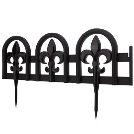 Evelyne 27 PC BLACK LANDSCAPING FENCE LINER GARDEN BORDER EDGING WROUGHT IRON DESIGN