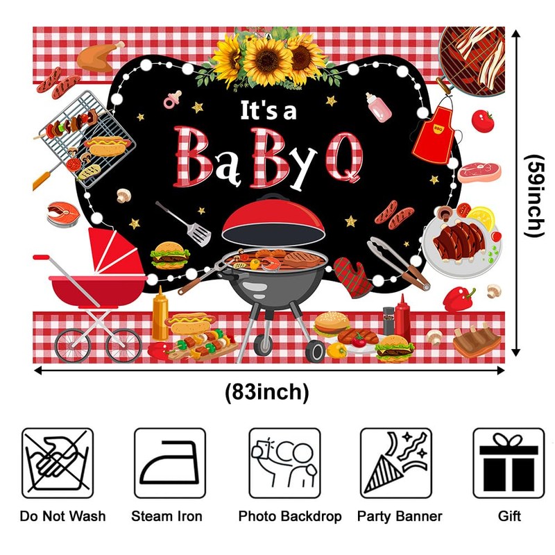 BBQ Baby Shower Backdrop 7x5ft It’s A BabyQ Party Background