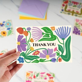 GRADESIN 48 Pack Thank You Cards Bulk with Envelopes & Stickers, 4×6 Inches Retro Abstract Florals Appreciation Cards for Spring Summer Birthday, Business, Wedding, Baby Shower, Graduations