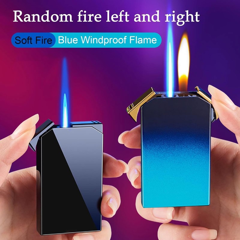 Lighter with Two Flames, Switchable Torch Lighter and Soft Flame