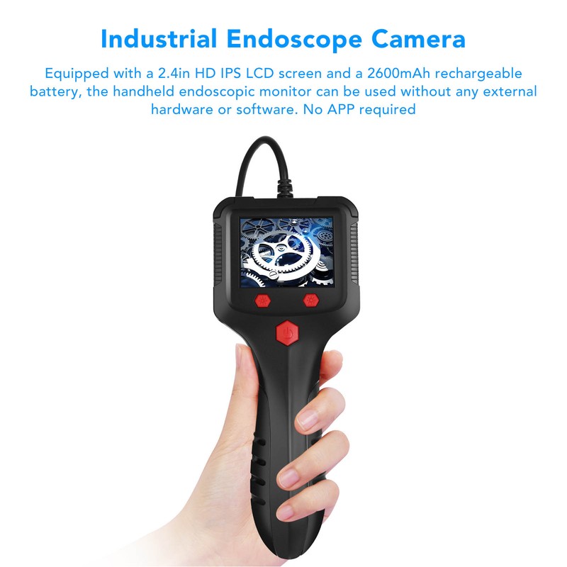 Industrial Endoscope HD Borescope Handheld Inspection Camera 2.4in IPS LCD