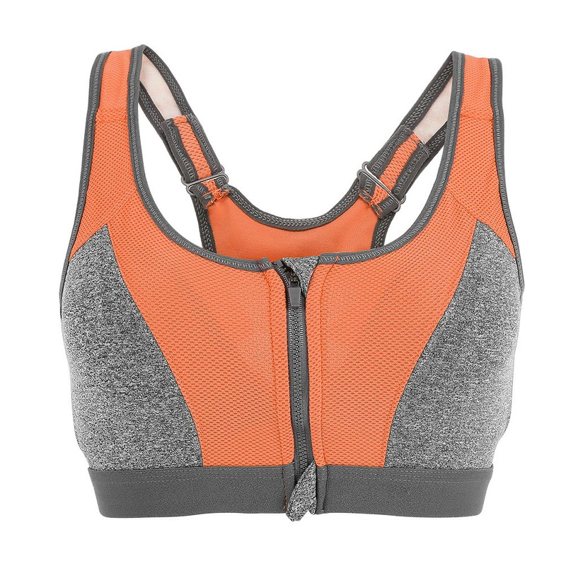 Women Yoga Fitness Zipper Stretch Workout Wireless Padded Shockproof Sports