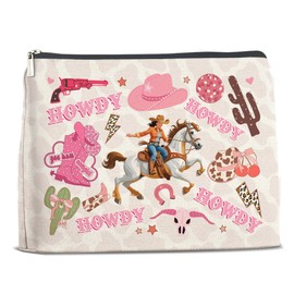 LGLZSHP Cowgirl Makeup Bag Western Cowgirl Cosmetic Bag Gifts for Women Girls, Cowgirl Howday Zipper Makeup Pouch